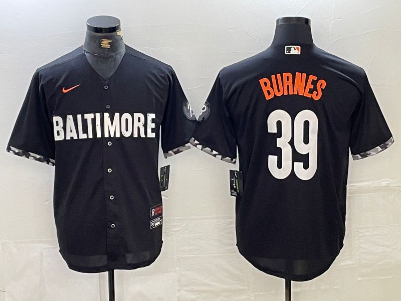 Men Baltimore Orioles 39 Burnes Black City Edition Nike 2024 MLB Jersey style 1